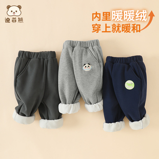宝宝裤子秋冬男童长裤加绒加厚款女童卫裤冬装婴儿保暖裤儿童棉裤
