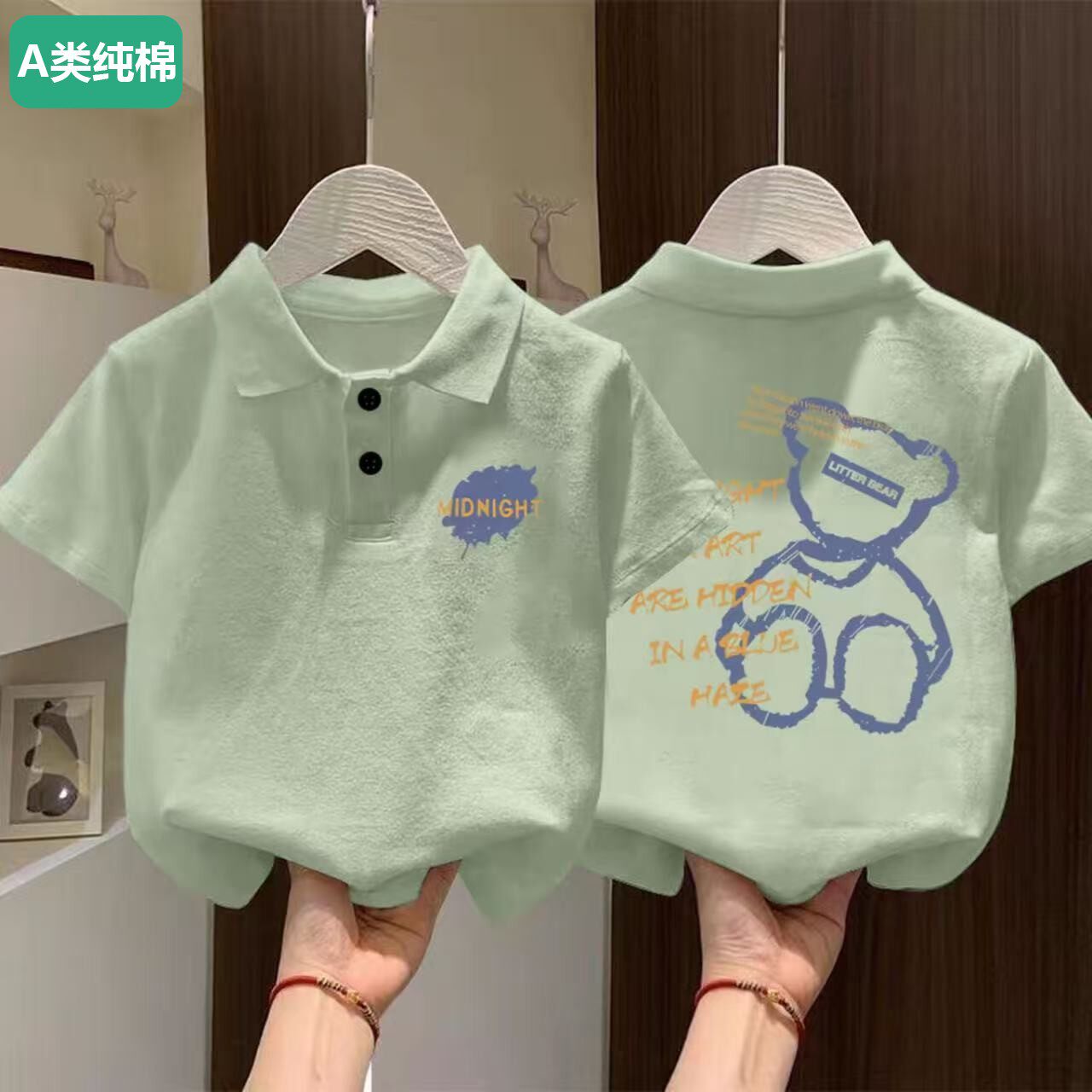 全棉夏季新款纯色男童100%纯棉POLO衫短袖韩版百搭T恤男女童上衣