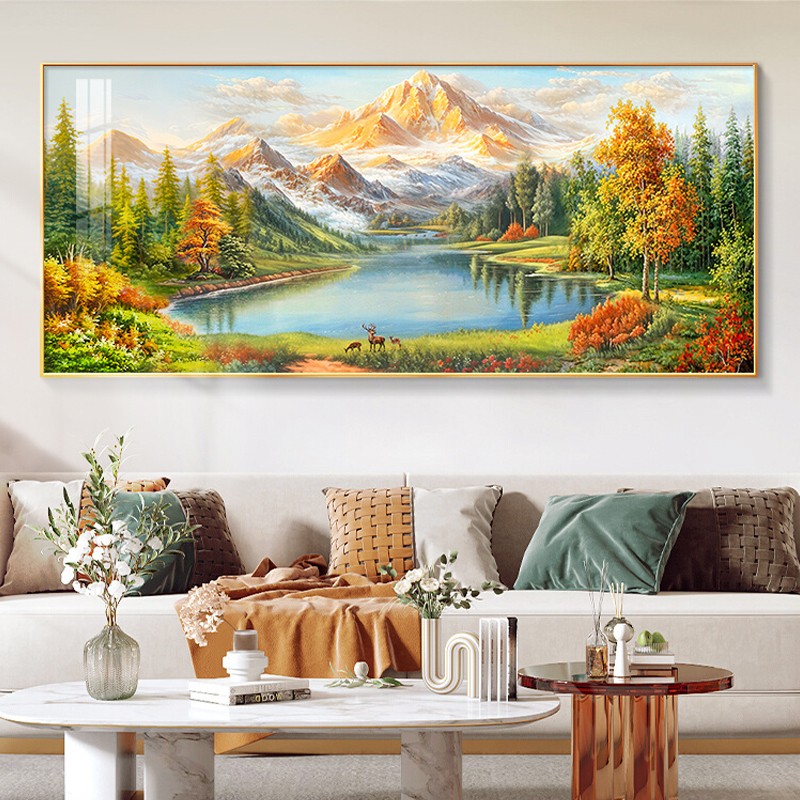 日照金山客厅装饰画聚宝盆山水画