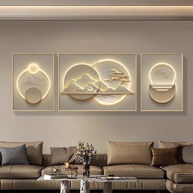 现代简约客厅装饰画轻奢大气沙发背景墙挂画镶钻高级感三联画壁画,家居饰品,现代装饰画,淘宝优惠券,粉丝福利购,淘宝优惠卷