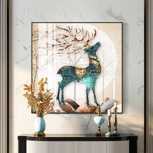 现代轻奢餐厅装饰画玄关正方形挂画单幅餐桌饭厅壁画客厅走廊壁画