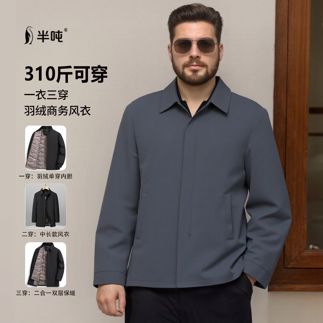 保暖翻领保暖风衣男商务上衣长袖加厚厚款螺纹下摆8608