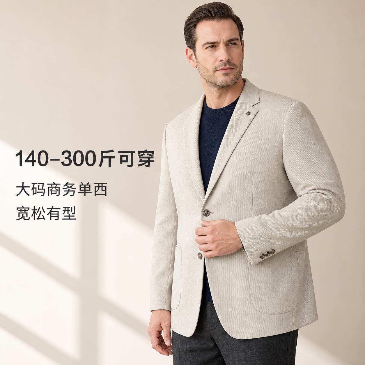 半吨大码男装秋季新款商务休闲加肥加大宽松男士西服外套8609L