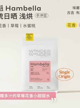 WonderWander 花魁 手冲咖啡豆 埃塞buku布库浅烘日晒精品G1玩哒