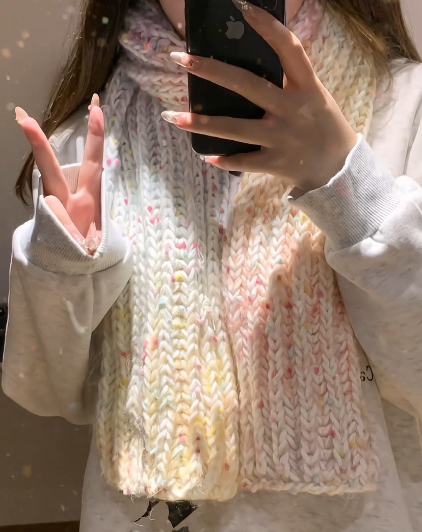 网红爆款手工围巾DIY自制彩虹糖创意情侣送女朋友彩虹围巾材料包