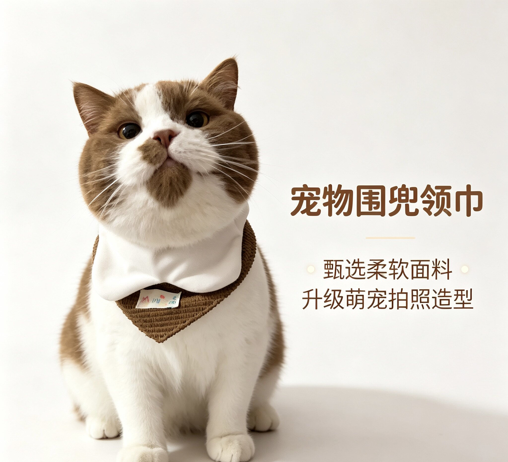 2026新款猫咪围脖生日宝贝蛋糕贝雷帽樱桃巧克力口水巾