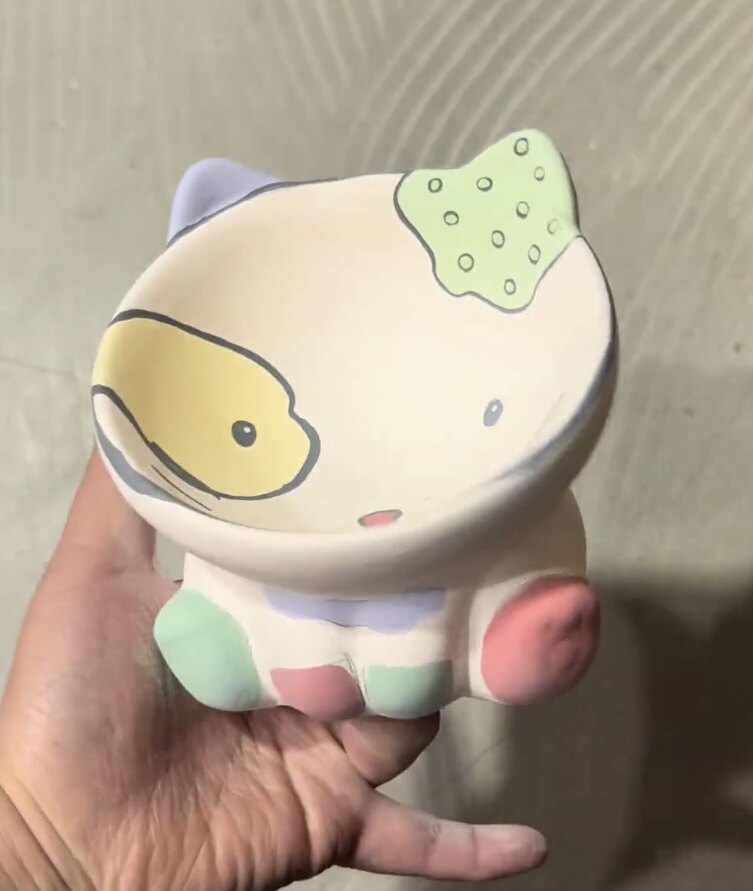 釉下彩可爱餐具碗碟套装家用日式卡通碗盘碗具情侣碗