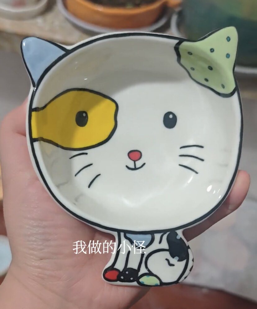 创意小怪饭碗可爱手绘下彩釉陶瓷餐具卡通可爱儿童家用汤碗送礼