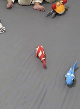 电动小丑鱼婴儿益智宝宝新款引导爬行引导会动带避障仿真鱼玩具