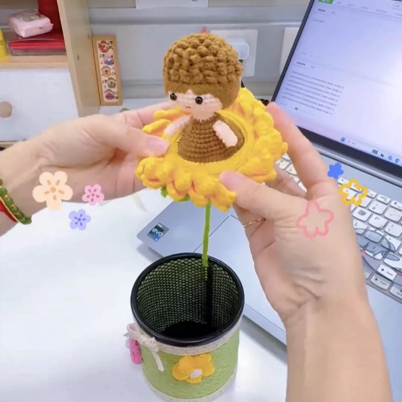 向日葵变装仙子编织手工diy送女友创意娃娃制作材料毛线钩针花束