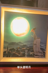 新款静夜思李白举头望明月低头思故乡周边搞怪李白小夜灯