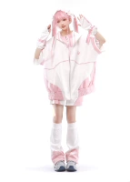 Розовая куртка, шорты, нарукавники, гетры, аксессуар для волос, полный комплект