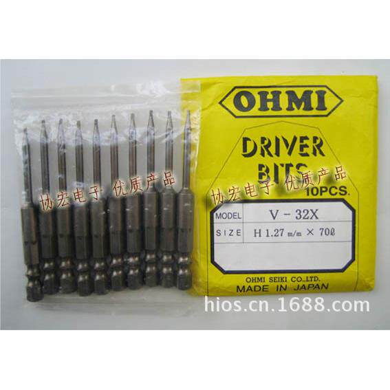 供应日本近江机电内六角批头V-14X V-32X梅花批头H1.27MM*70
