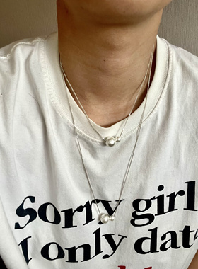 f1电影 黑人小哥珍珠项链 淡水贝珠+925银链 不褪色