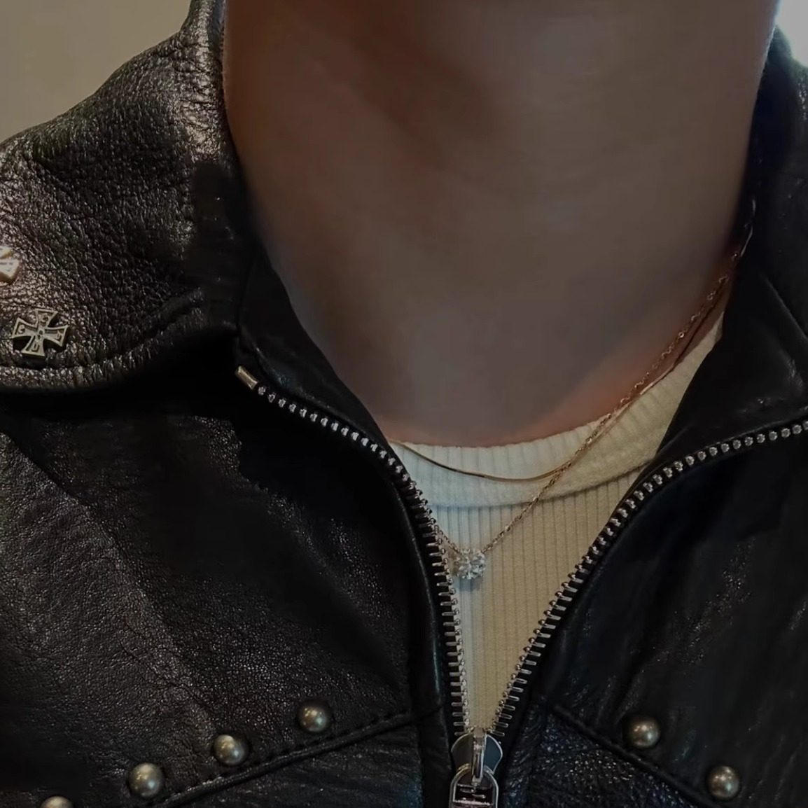 925银 镀k金 四爪卡di亚同款 真钻单条钻链 叠带bi入款 erd项链