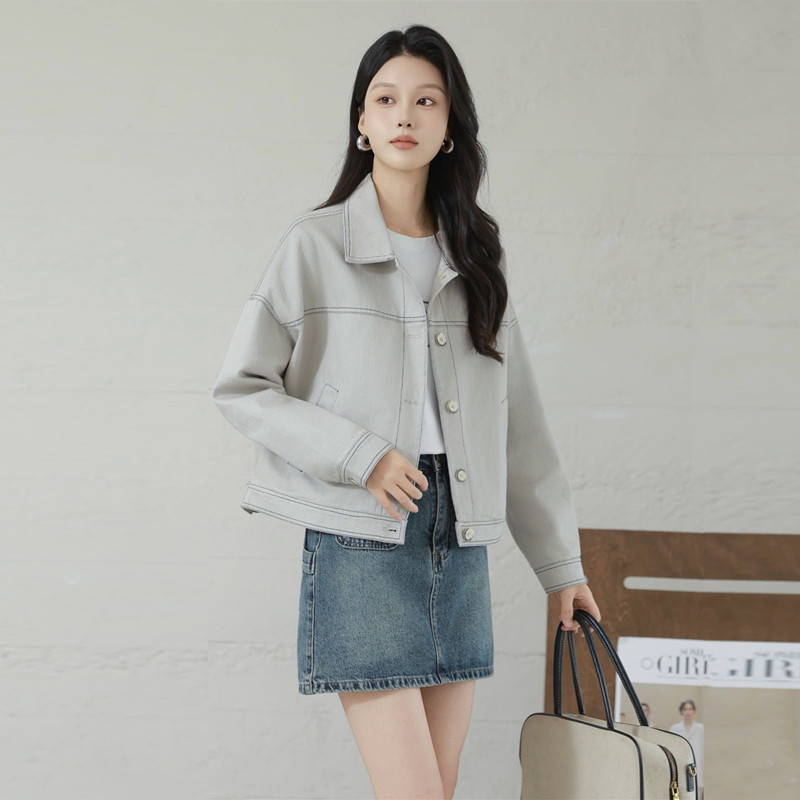 小个子单排扣短款百搭休闲外套女