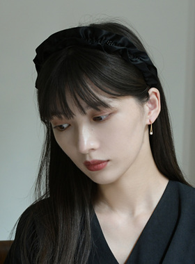 L.Bardeen高档真丝褶皱发箍蝴蝶结法式宽洗脸高颅顶发带发饰头饰