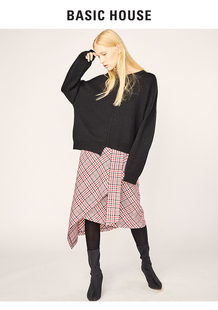 HSKT720G现货 呆米百家好2021秋冬装 三色不规则女士毛衣针织衫