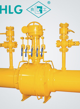 直理式双放散全焊接球阀Q367F-25C 涡轮传动大口径全焊接球阀