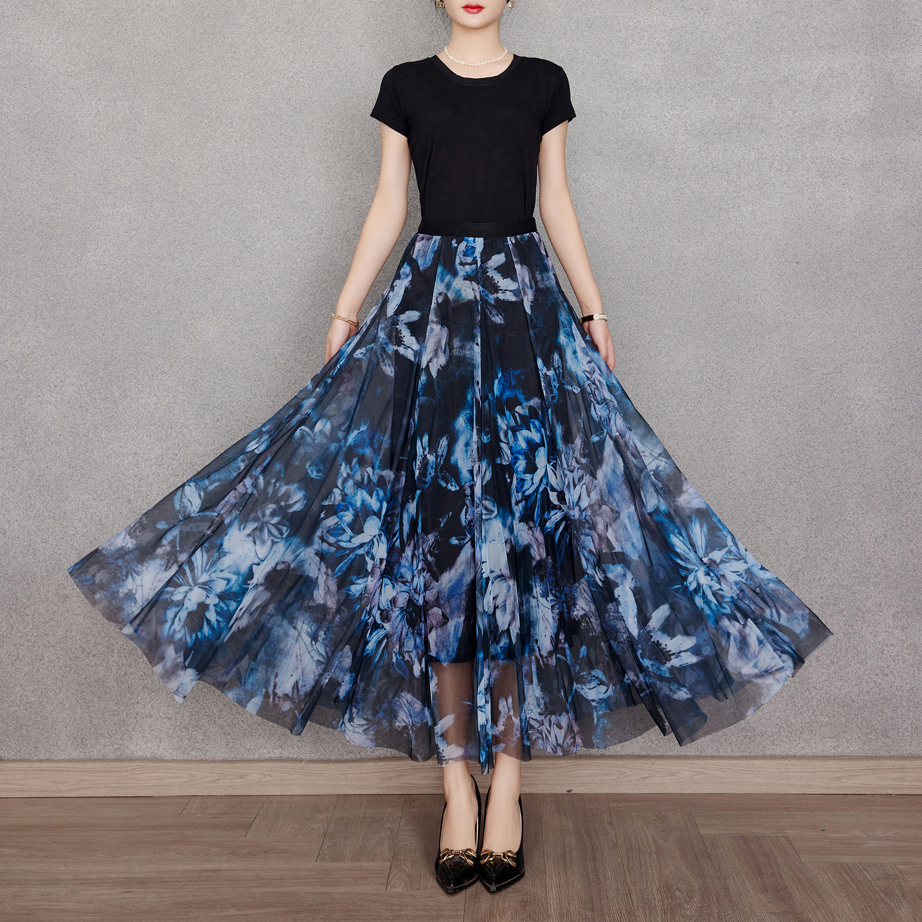 a字百搭显瘦收腹纱裙高级感