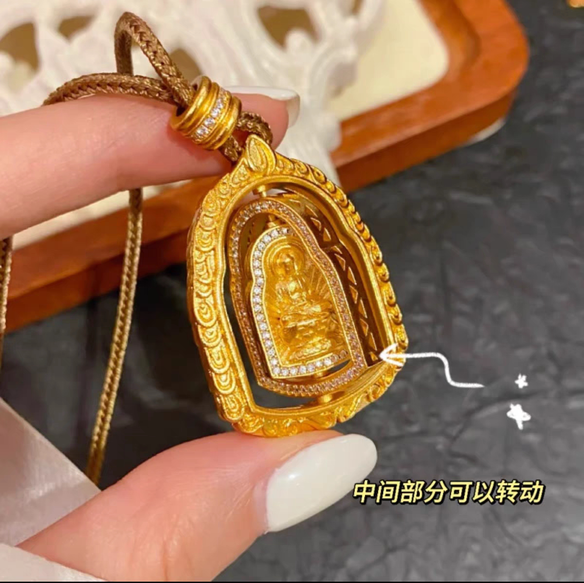 大日如来佛牌吊坠项链可转动佛像项坠/吊坠