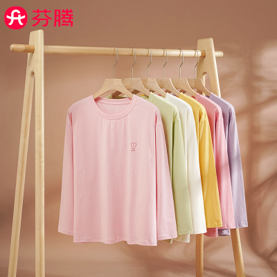 芬腾春秋纯棉女士上衣圆领大码