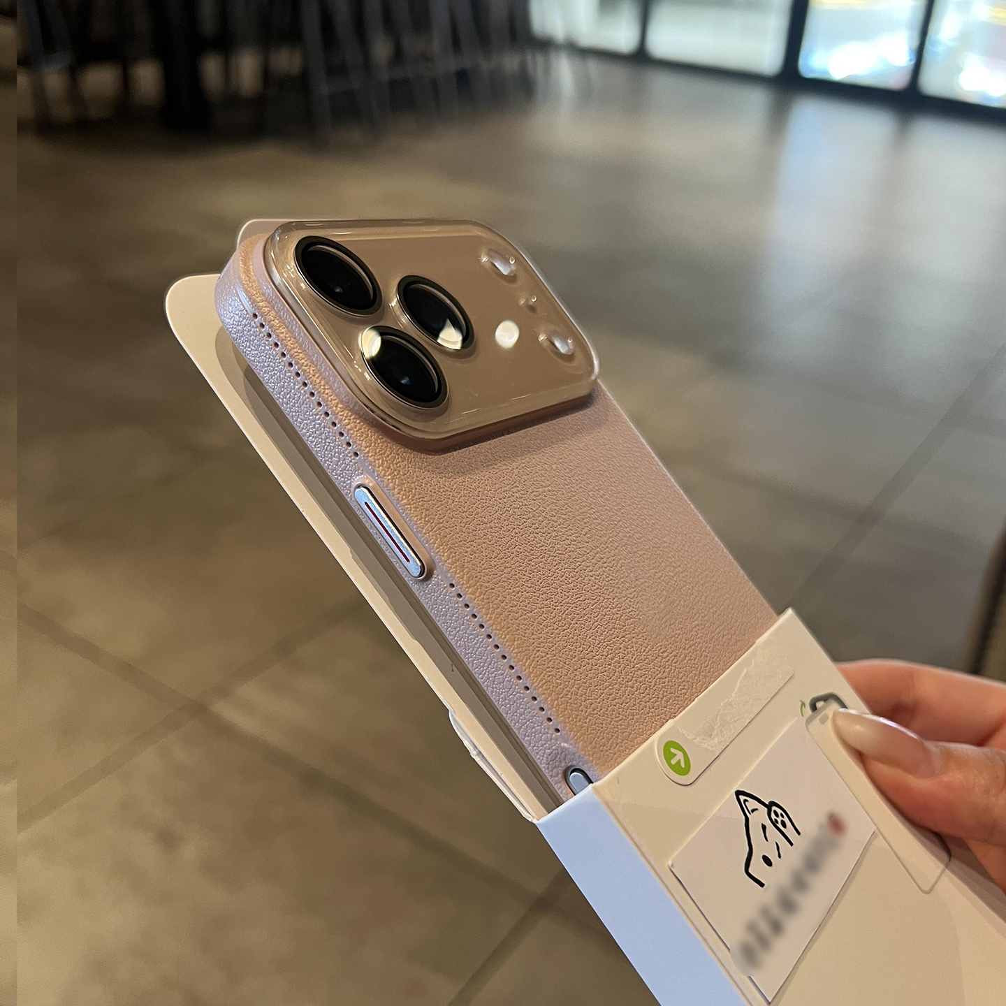 少女灰粉水晶全包荔枝纹亚克力