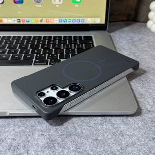 Beats细圈磁吸无边框散热超薄硬适用三星S25Ultra手机壳磁吸充电s24FE炭灰色s23+新款半包大孔s22外套Edge男P