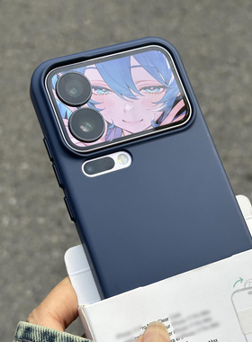 宝蓝色金属按键肤感磨砂pc亚克力硬超薄适用小米17Promax手机壳17pro裸机感极简风纯色高级感大孔潮男女新套+