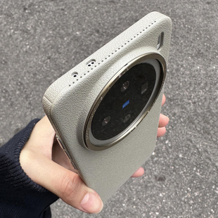 极简钛灰色高级感奢华商务荔枝纹pc金属镜框适用vivoX200Promini手机壳X200高端OPPOFindx8硬套x8Pro浮雕防滑
