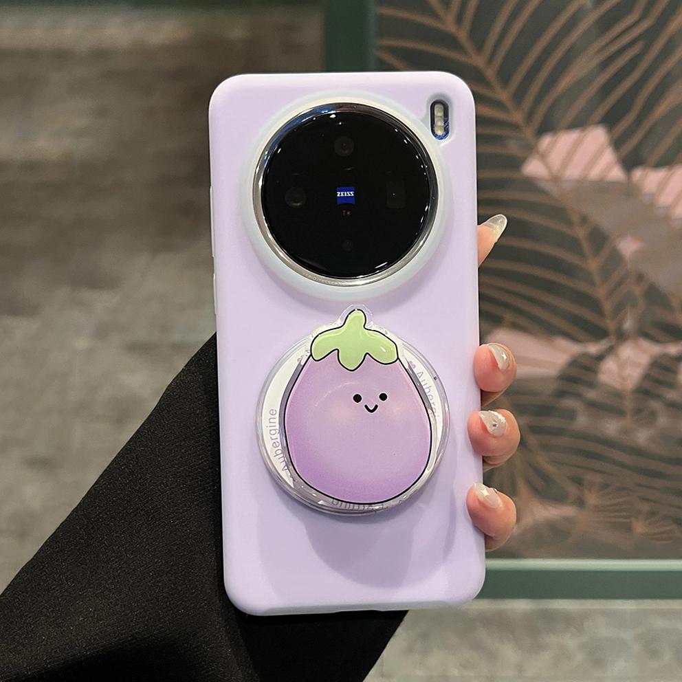 可爱胖茄子磁吸支架果冻液态硅胶