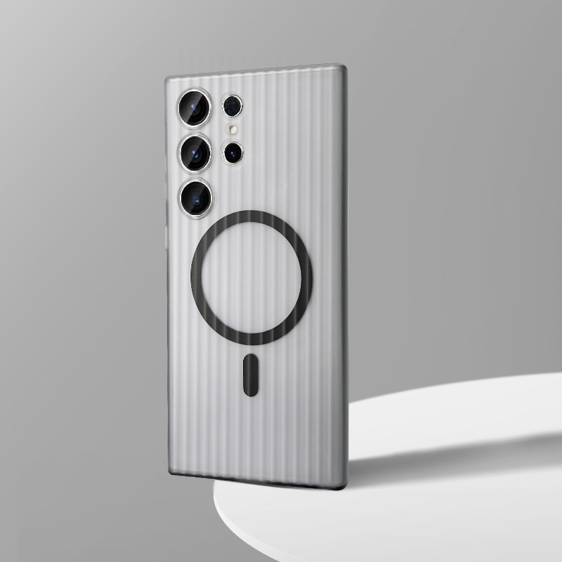 Magsafe磁吸无线充电瓦楞光栅条纹适用s23ultra三星S24Ultra手机壳s23+薄全硬纯硬边s24plus磨砂防滑高级奢华