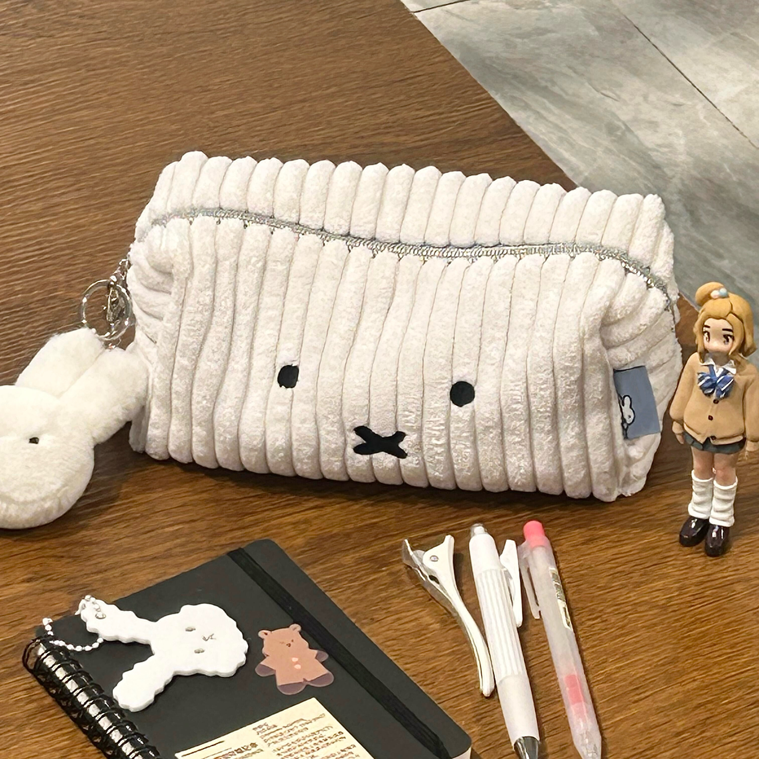 thumbnail for Pen bag, 2026 new ins style rabbit square bag pencil bag, high-value large-capacity pencil bag, stationery bag, junior high and high school student stationery box, girl's heart storage bag, cosmetic bag, niche non-collision model