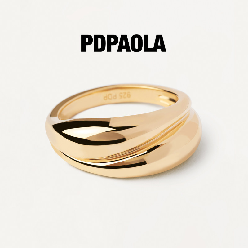 PDPAOLA素圈银镀18k金情侣款对戒指环男女小众设计520礼物Desire