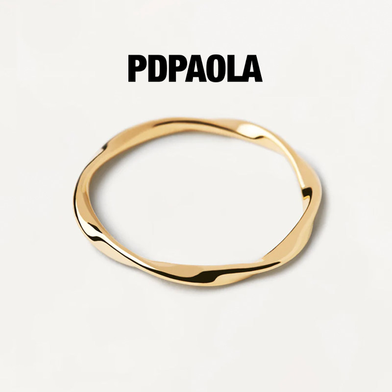 PDPAOLA银镀18k金莫比乌斯环戒指女男小众素圈尾戒情侣对戒Spiral