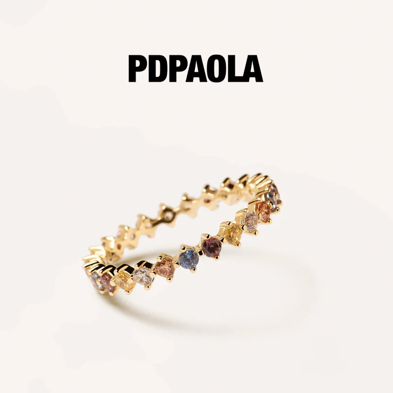 【新年礼物】PDPAOLA复古彩色宝石自律戒指食指尾戒银镀18k金Sage