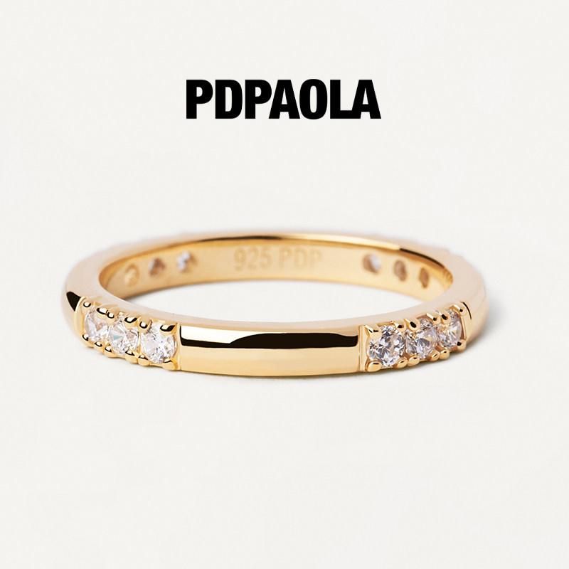 PDPAOLA食指尾戒纯银镀18k金情侣对戒指女男小众设计520礼物Fabi