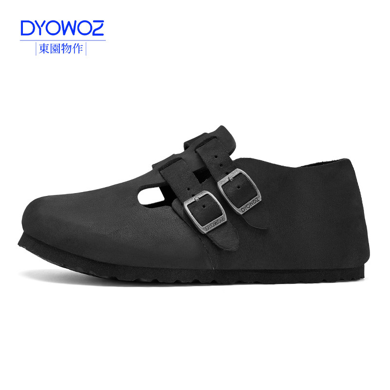 DYOWOZ/东园物作日系双扣带软木全包勃肯鞋女百搭外穿平底单鞋子