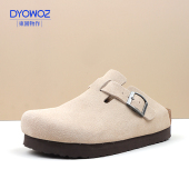 勃肯软木鞋 东园物作DYOWOZ真皮半包头拖鞋 女厚底增高日系经典 外穿