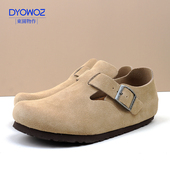 丁字鞋 软木包头女鞋 全包日系情侣牛皮低帮复古平底勃肯London系列