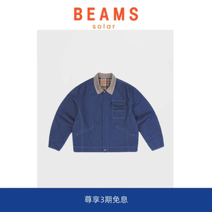巴恩风原色牛仔口袋工装 BEAMS 夹克男女宽松灯芯绒外套 SOLAR