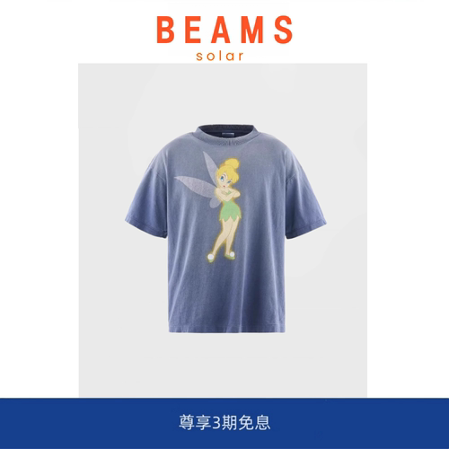 【SOLAR BEAMS】日系高端小众卡通小精灵水洗复古高街圆筒短袖T恤