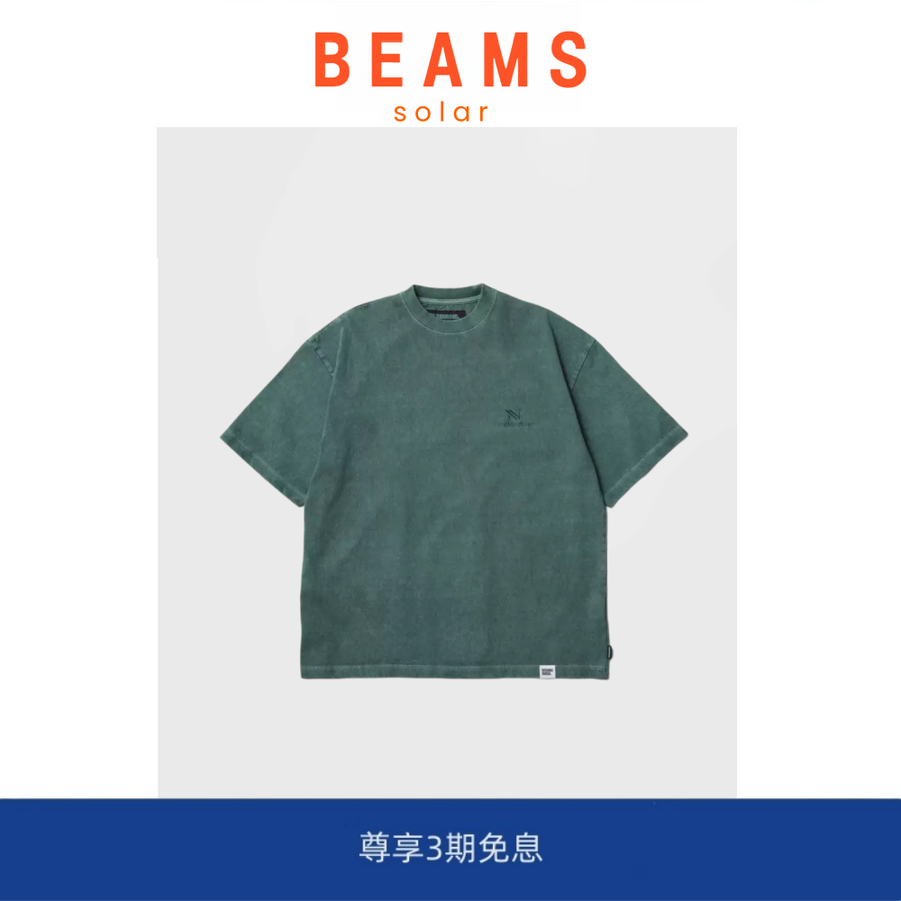 【SOLAR BEAMS】水洗重磅TEE! 日系休闲刺绣短袖T恤圆领做旧上衣