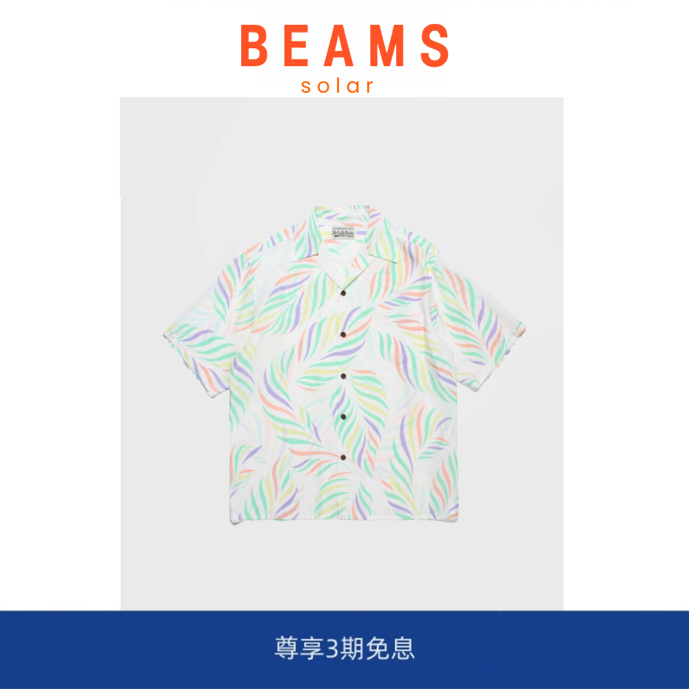 【现货】SOLAR BEAMS 23SS LEAF ALOHA 树叶满印夏威夷短袖衬衫男