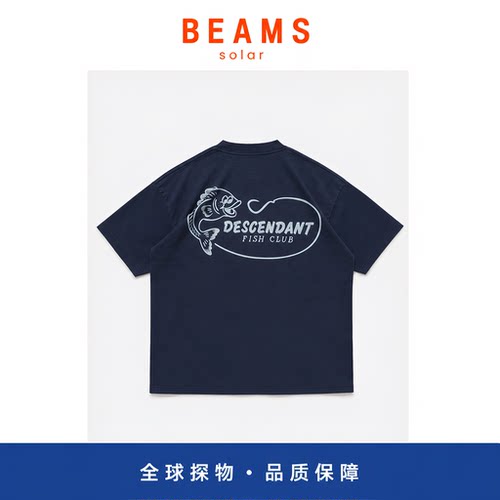 【SOLAR BEAMS】DESCENDANT后背大鱼印花圆领短袖T恤休闲百搭上衣