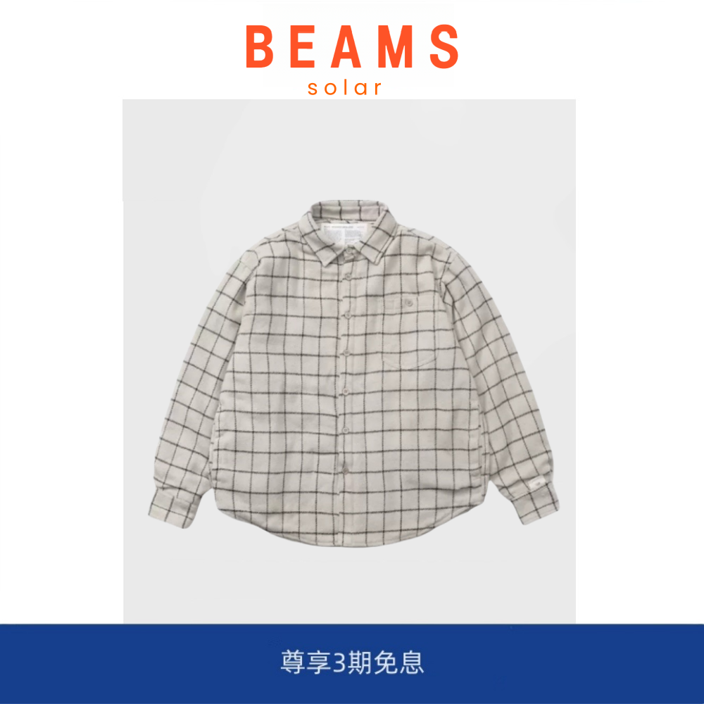 【现货】SOLAR BEAMS日系余文乐同款夹棉长袖衬衫格子衬衣外套