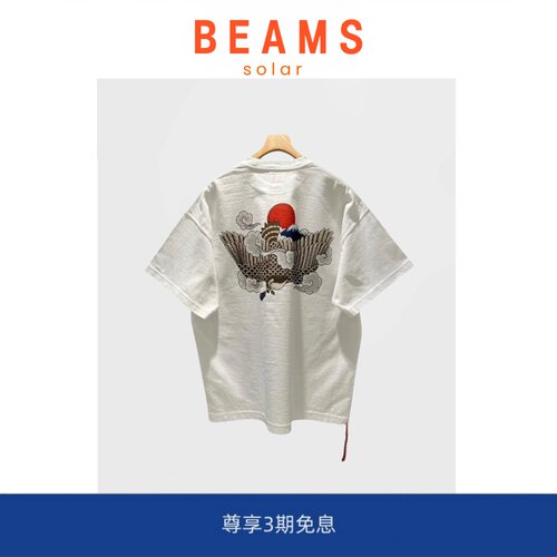 【现货】SOLAR BEAMS富士山鹰小红绳圆领短袖宽松日系夏季情侣T恤
