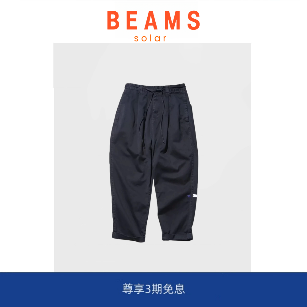 【SOLAR BEAMS】日系抽绳宽松休闲裤CAHLUMN 双褶锥形裤纯棉长裤