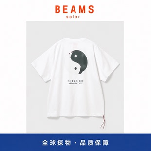 【SOLAR BEAMS】复古鳩鳥小红绳印花宽松休闲圆领短袖情侣潮牌