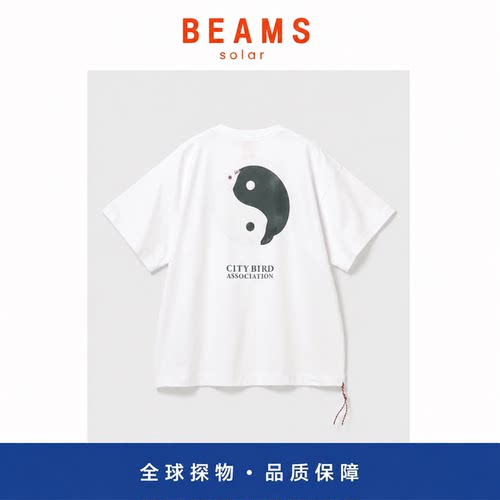 【SOLAR BEAMS】复古鳩鳥小红绳印花宽松休闲圆领短袖情侣潮牌